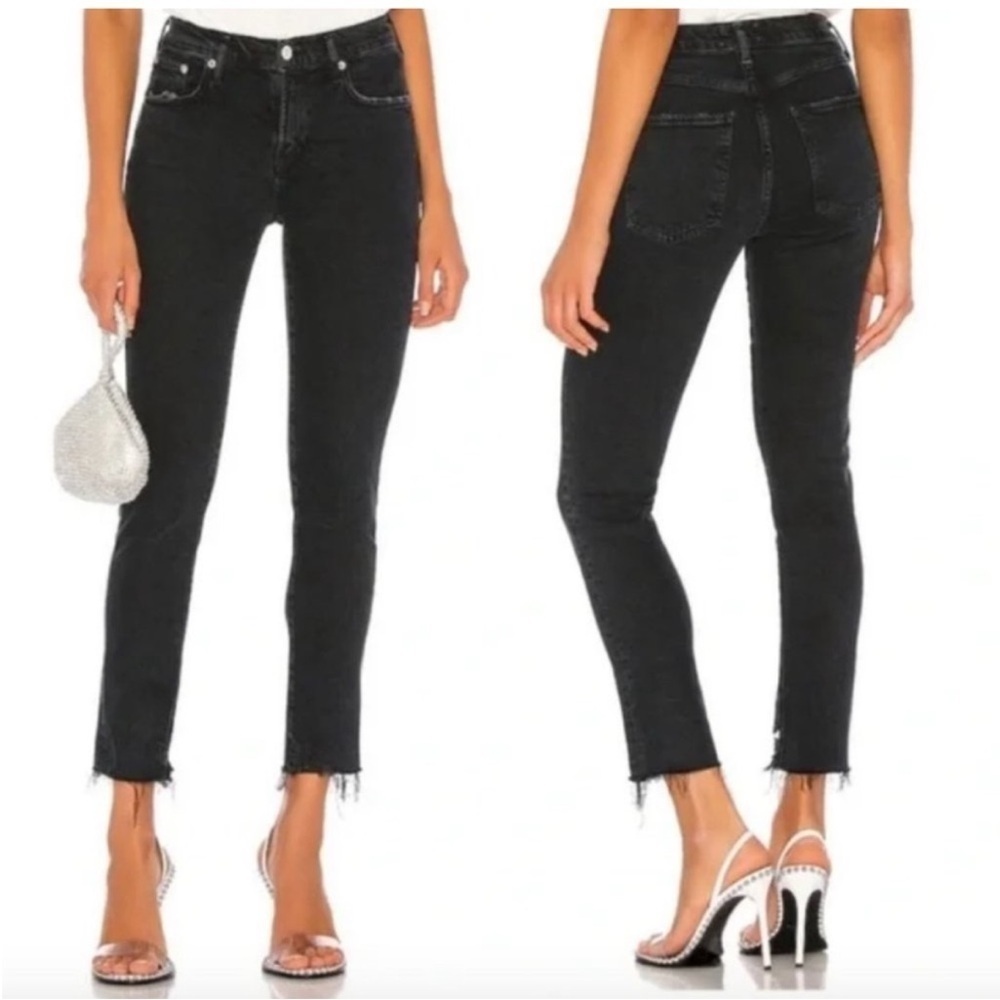 AGOLDE Toni Mid Rise Straight Black Jeans Size 25